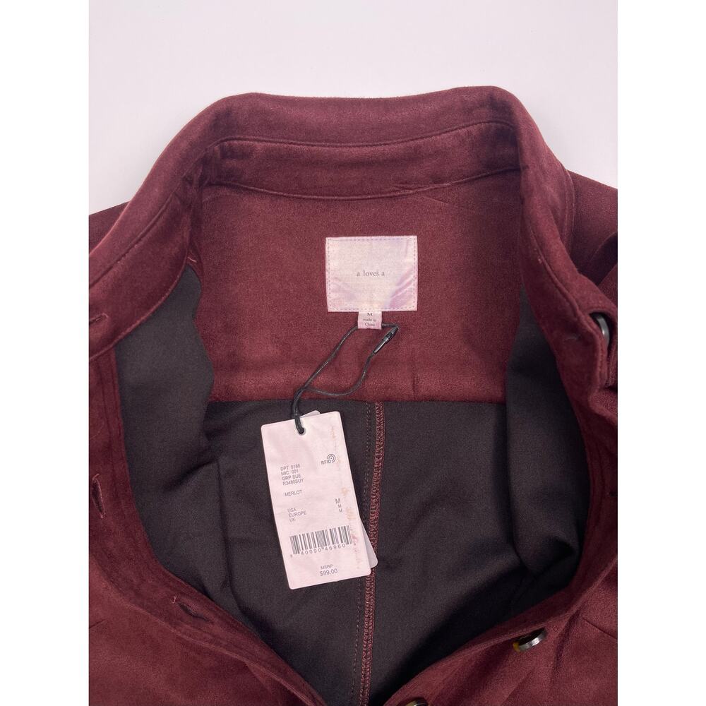 NWT A Loves A Burgundy Faux Suede Button Front Long Sleeve Dress Size M - Picture 11 of 11